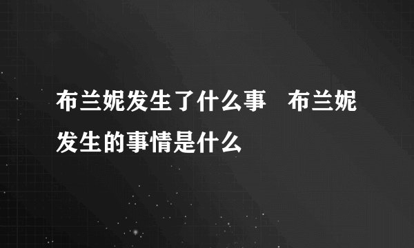 布兰妮发生了什么事   布兰妮发生的事情是什么