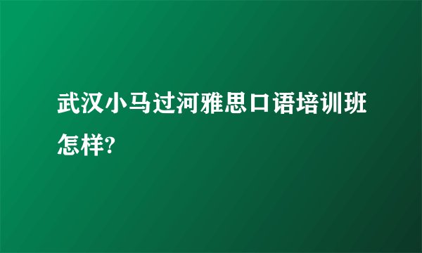武汉小马过河雅思口语培训班怎样?