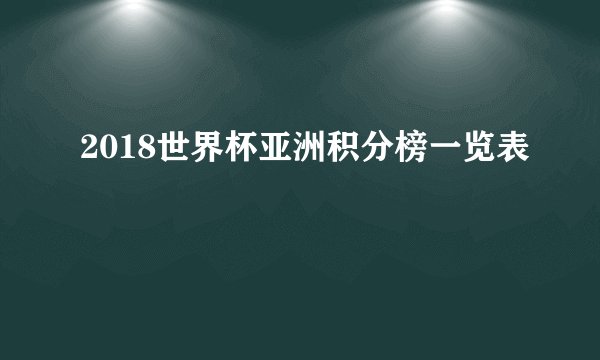 2018世界杯亚洲积分榜一览表