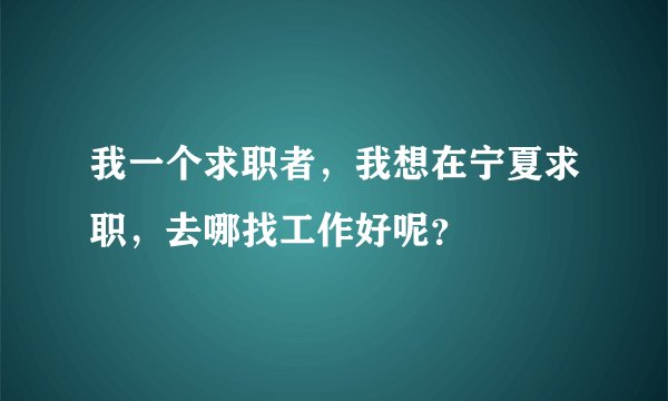 我一个求职者，我想在宁夏求职，去哪找工作好呢？