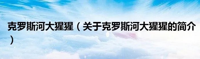 克罗斯河大猩猩（关于克罗斯河大猩猩的简介）