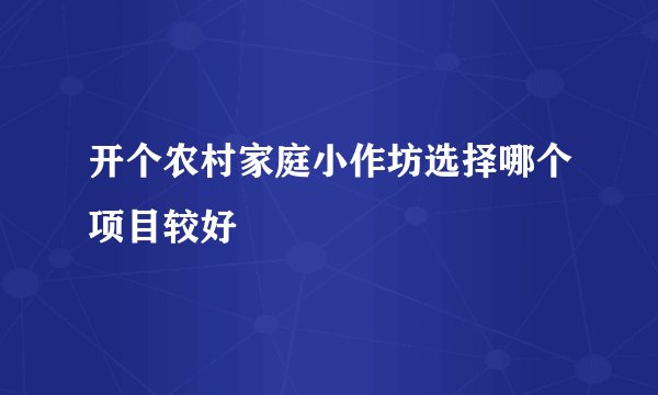 开个农村家庭小作坊选择哪个项目较好
