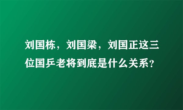 刘国栋,刘国梁,刘国正这三位国乒老将到底是什么关系?