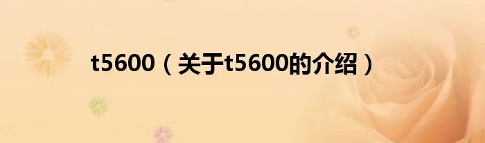 t5600（关于t5600的介绍）