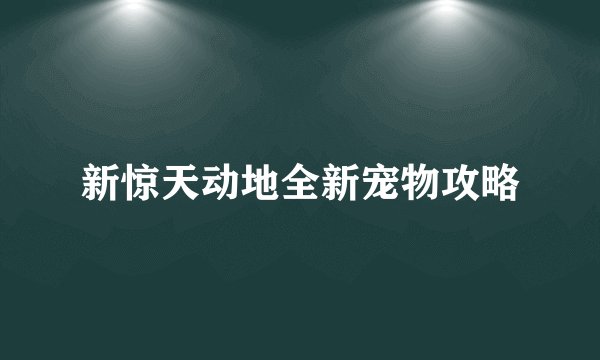 新惊天动地全新宠物攻略