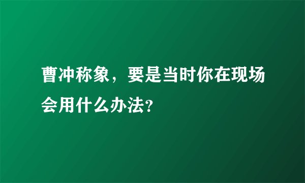 曹冲称象,要是当时你在现场会用什么办法?
