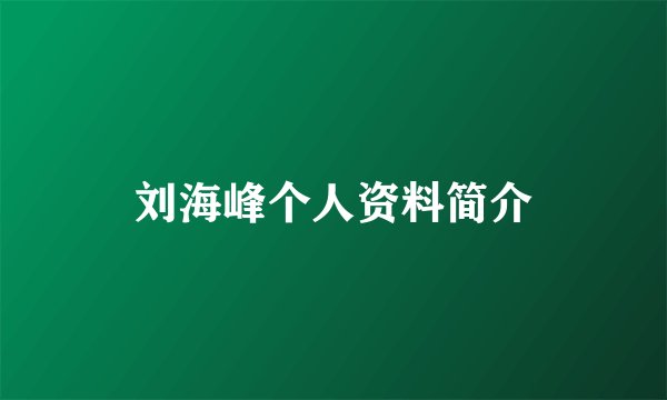 刘海峰个人资料简介