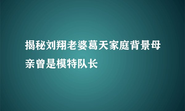 揭秘刘翔老婆葛天家庭背景母亲曾是模特队长