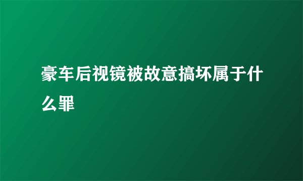 豪车后视镜被故意搞坏属于什么罪