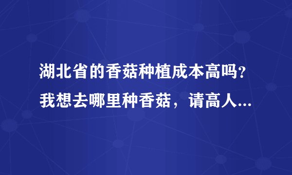 湖北省的香菇种植成本高吗？我想去哪里种香菇，请高人指点！我现在唐山种植袋料香菇求解惑？
