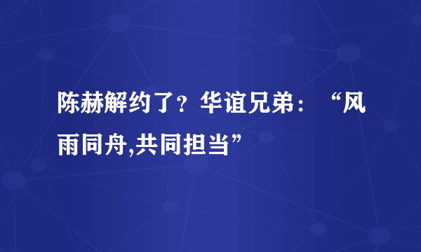 陈赫解约了？华谊兄弟：“风雨同舟,共同担当”