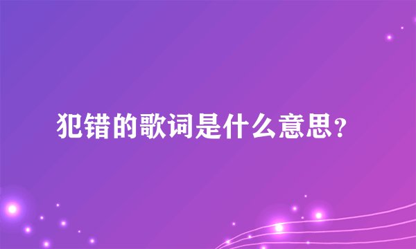 犯错的歌词是什么意思？