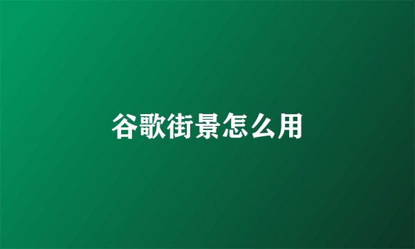 谷歌街景怎么用