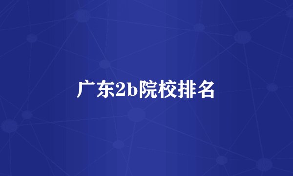 广东2b院校排名