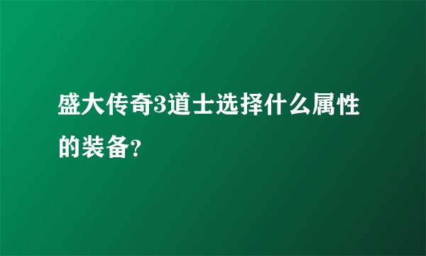 盛大传奇3道士选择什么属性的装备?