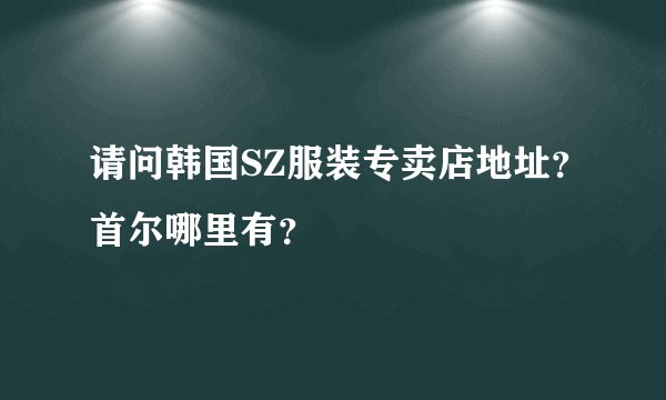 请问韩国SZ服装专卖店地址？首尔哪里有？