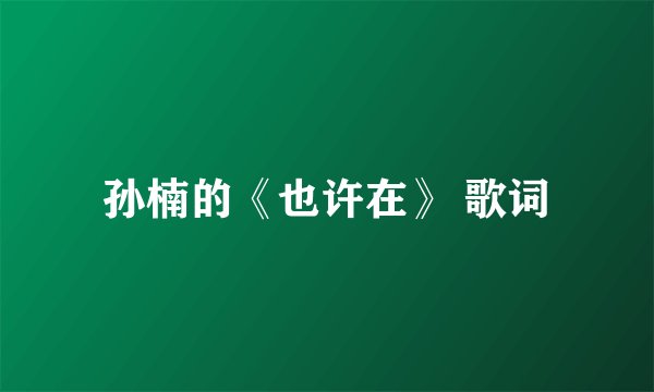 孙楠的《也许在》 歌词
