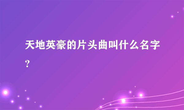 天地英豪的片头曲叫什么名字?