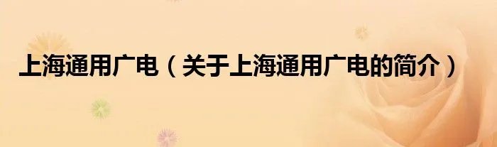 上海通用广电(关于上海通用广电的简介)