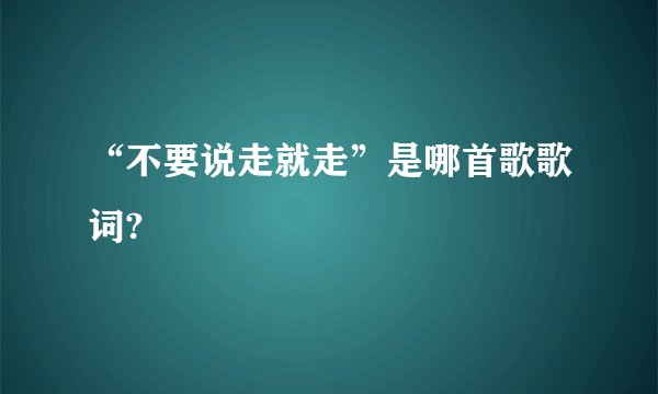 “不要说走就走”是哪首歌歌词?