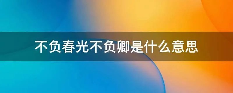 不负春光不负卿是什么意思