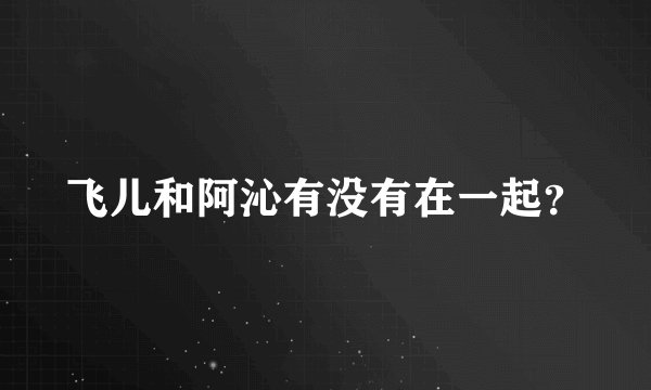 飞儿和阿沁有没有在一起？