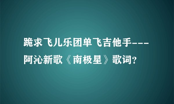 跪求飞儿乐团单飞吉他手---阿沁新歌《南极星》歌词?