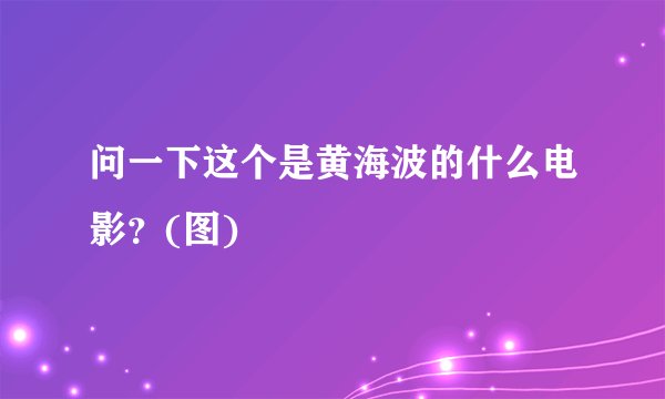 问一下这个是黄海波的什么电影？(图)