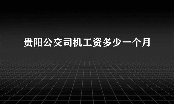 贵阳公交司机工资多少一个月