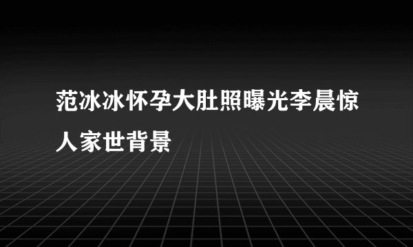 范冰冰怀孕大肚照曝光李晨惊人家世背景
