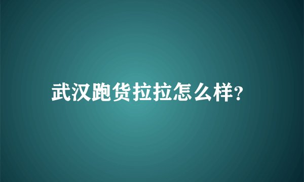 武汉跑货拉拉怎么样？
