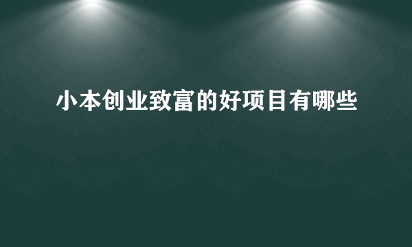 小本创业致富的好项目有哪些