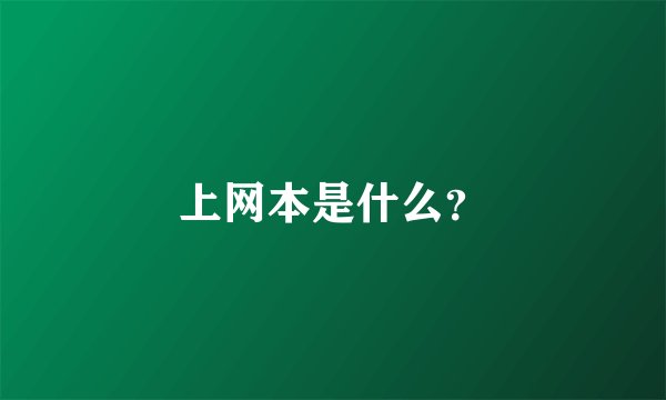 上网本是什么？