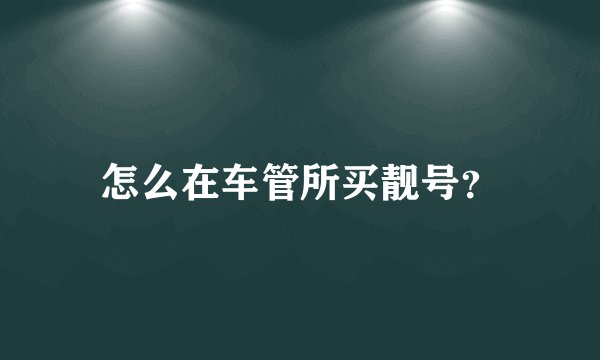 怎么在车管所买靓号？