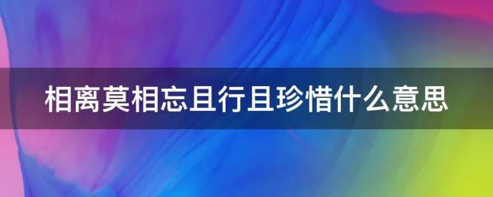 相离莫相忘且行且珍惜什么意思
