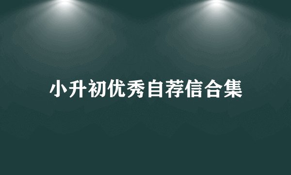 小升初优秀自荐信合集