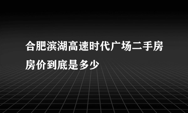 合肥滨湖高速时代广场二手房房价到底是多少