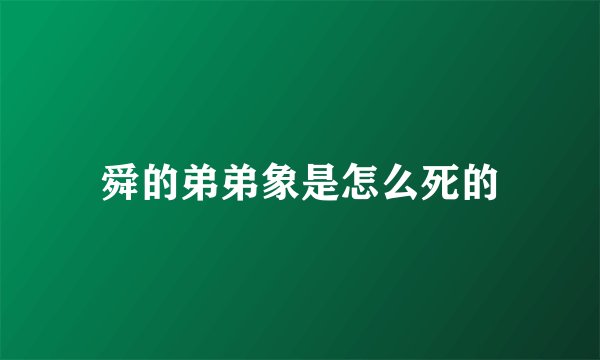 舜的弟弟象是怎么死的