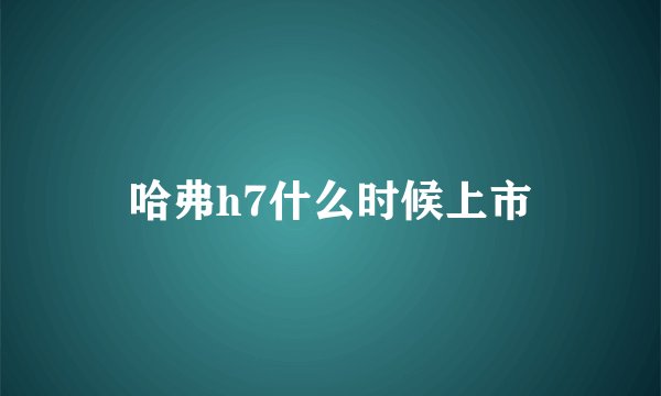 哈弗h7什么时候上市