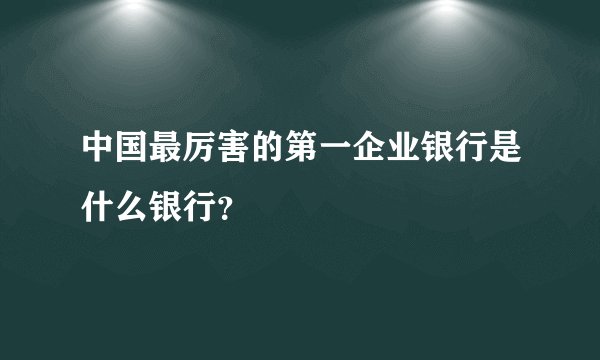 中国最厉害的第一企业银行是什么银行?
