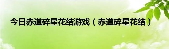 今日赤道碎星花结游戏（赤道碎星花结）
