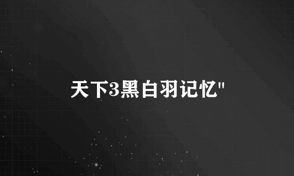 天下3黑白羽记忆