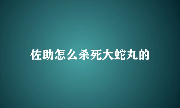佐助怎么杀死大蛇丸的