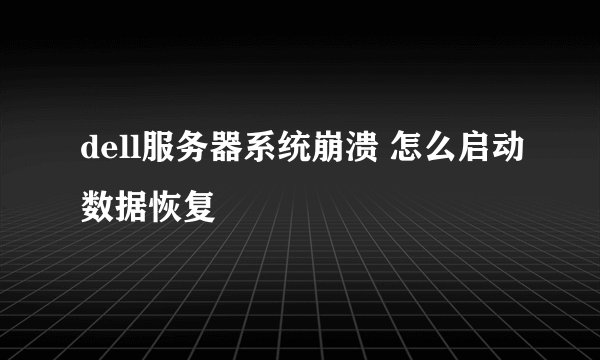 dell服务器系统崩溃 怎么启动数据恢复