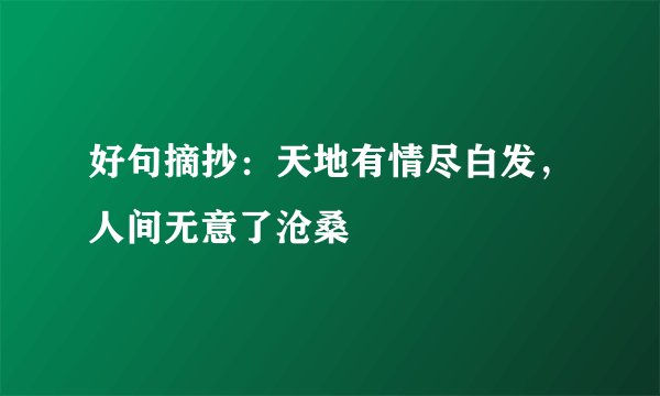 好句摘抄:天地有情尽白发,人间无意了沧桑