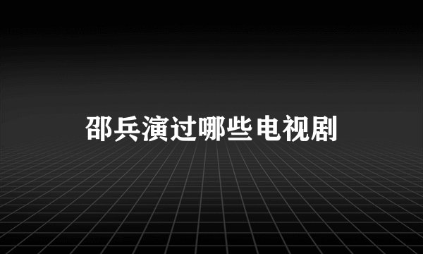 邵兵演过哪些电视剧