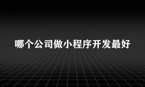 哪个公司做小程序开发最好