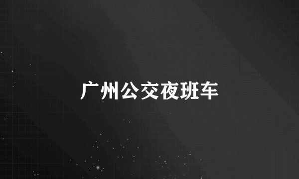 广州公交夜班车