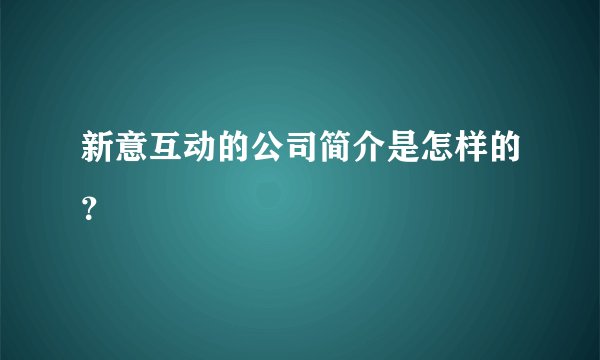 新意互动的公司简介是怎样的？