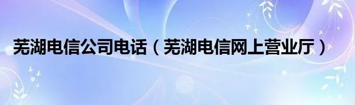 芜湖电信公司电话（芜湖电信网上营业厅）